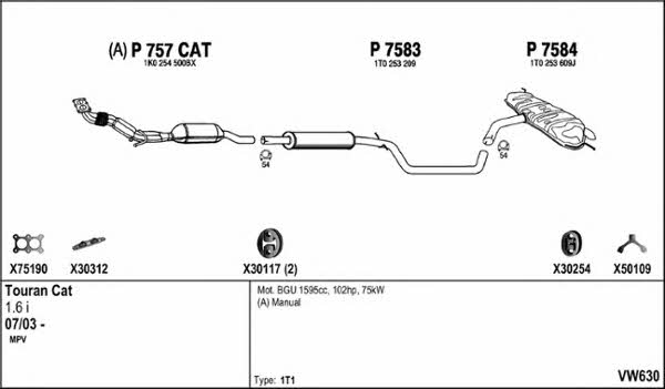  VW630 Exhaust system VW630