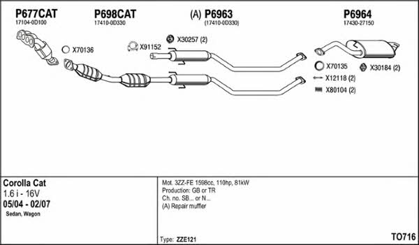  TO716 Exhaust system TO716