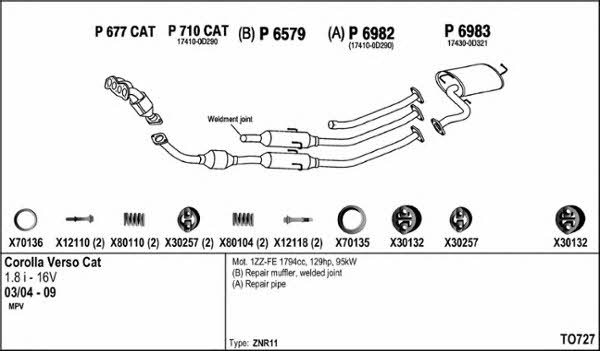  TO727 Exhaust system TO727