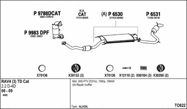  TO822 Exhaust system TO822