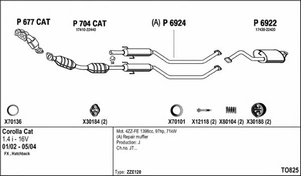  TO825 Exhaust system TO825