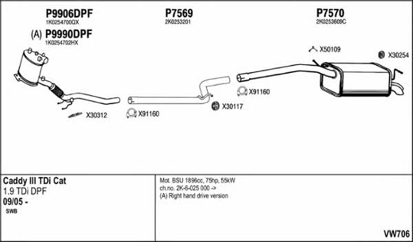  VW706 Exhaust system VW706