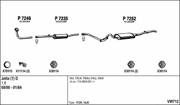  VW712 Exhaust system VW712