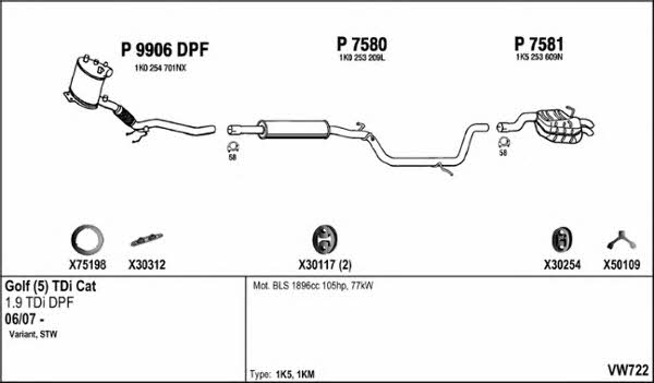  VW722 Exhaust system VW722