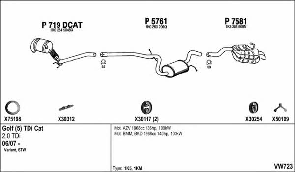  VW723 Exhaust system VW723