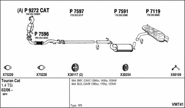  VW741 Exhaust system VW741