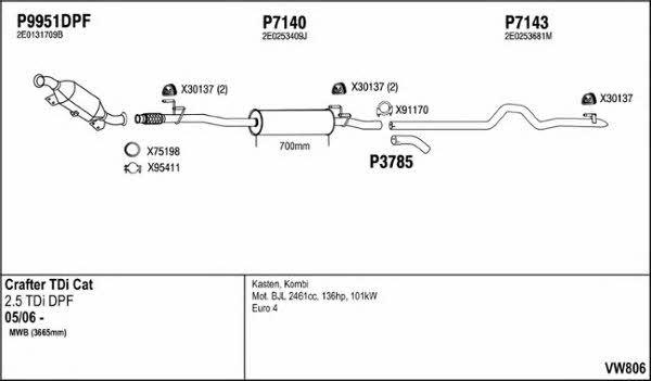 VW806 Exhaust system VW806