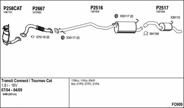  FO909 Exhaust system FO909