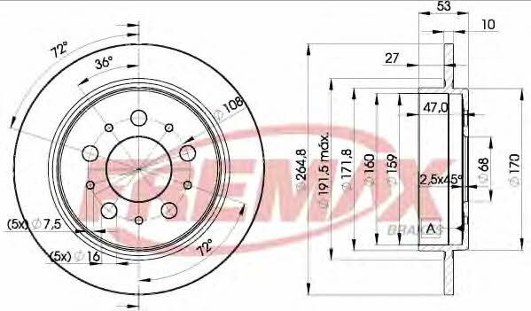 Fremax BD-9290 Rear brake disc, non-ventilated BD9290