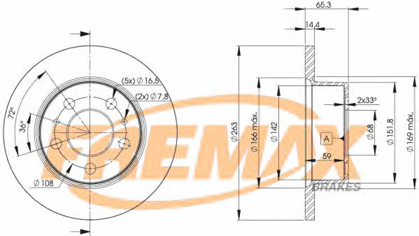 Fremax BD-9427 Unventilated front brake disc BD9427