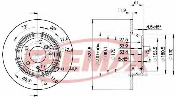 Fremax BD-9900 Rear brake disc, non-ventilated BD9900