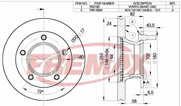 Fremax BD-0180 Front brake disc ventilated BD0180