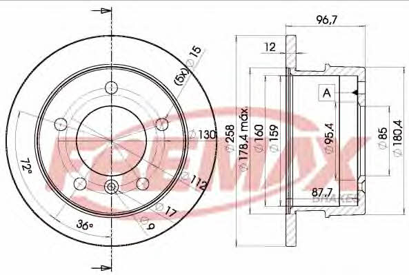 Fremax BD-0184 Rear brake disc, non-ventilated BD0184