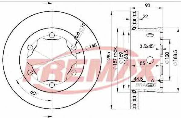 Fremax BD-0185 Rear ventilated brake disc BD0185
