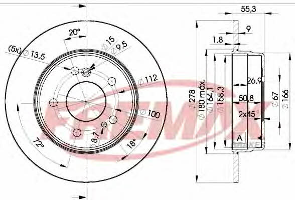 Fremax BD-0412 Rear brake disc, non-ventilated BD0412