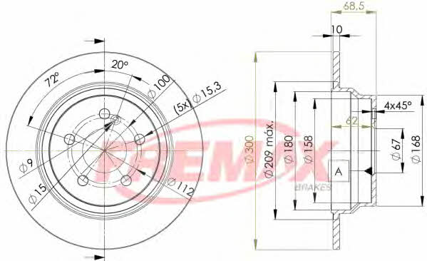 Fremax BD-0413 Rear brake disc, non-ventilated BD0413