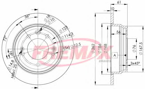 Fremax BD-0581 Rear brake disc, non-ventilated BD0581