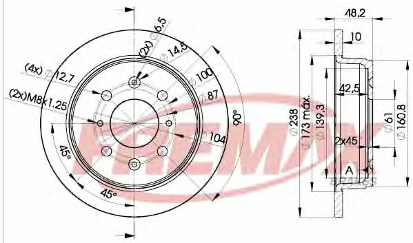 Fremax BD-0817 Rear brake disc, non-ventilated BD0817