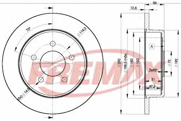 Fremax BD-1023 Rear brake disc, non-ventilated BD1023