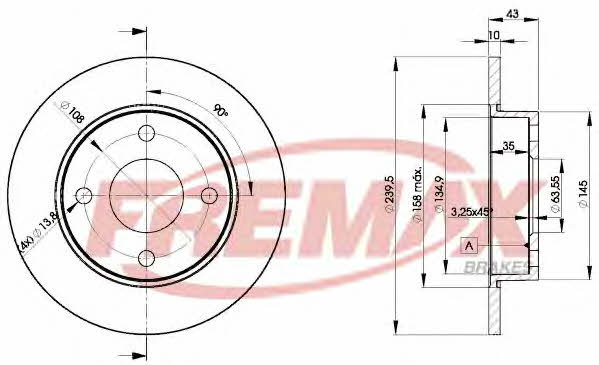 Fremax BD-1063 Rear brake disc, non-ventilated BD1063