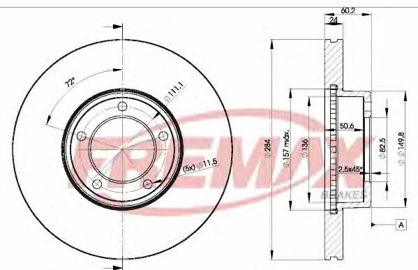 Fremax BD-1487 Front brake disc ventilated BD1487