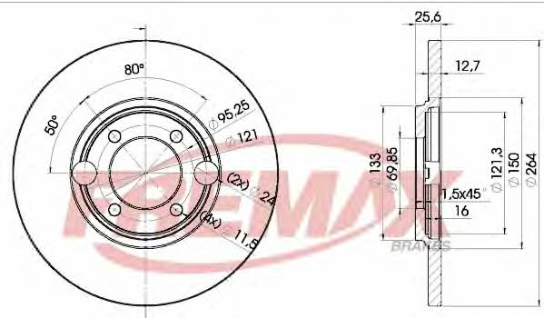 Fremax BD-1504 Rear brake disc, non-ventilated BD1504