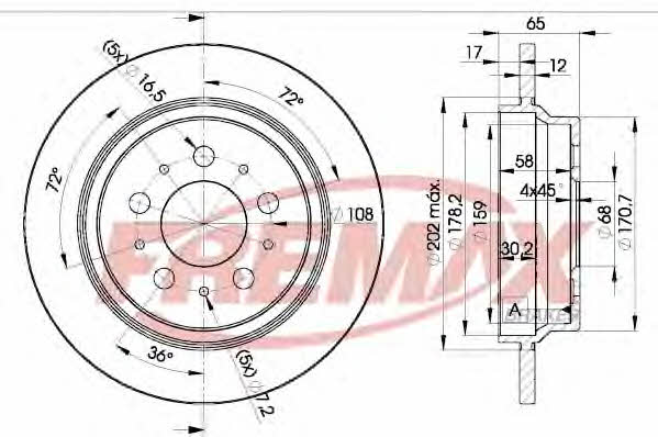 Fremax BD-1674 Rear brake disc, non-ventilated BD1674