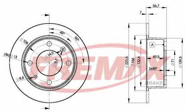 Fremax BD-2061 Rear brake disc, non-ventilated BD2061