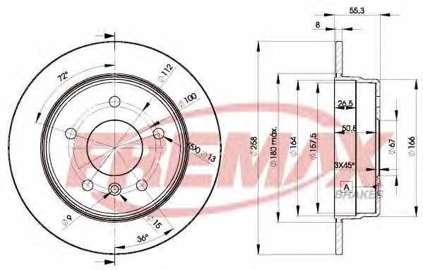 Fremax BD-2113 Rear brake disc, non-ventilated BD2113