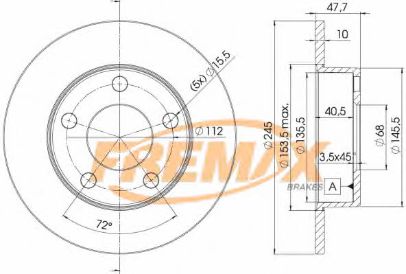 Fremax BD-2746 Rear brake disc, non-ventilated BD2746