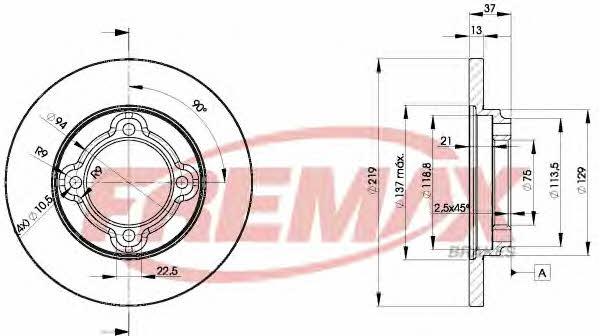 Fremax BD-3252 Unventilated front brake disc BD3252