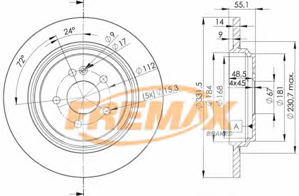 Fremax BD-3505 Rear brake disc, non-ventilated BD3505