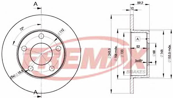 Fremax BD-4011 Rear brake disc, non-ventilated BD4011