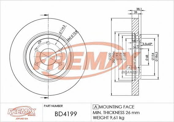 Fremax BD-4199 Front brake disc ventilated BD4199