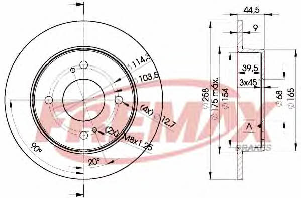 Fremax BD-4201 Rear brake disc, non-ventilated BD4201