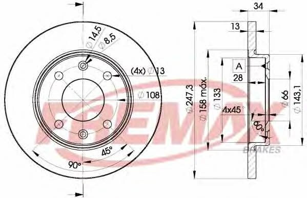 Fremax BD-4298 Unventilated front brake disc BD4298