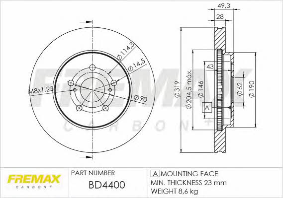 Fremax BD-4400 Front brake disc ventilated BD4400