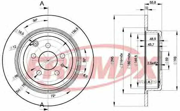 Fremax BD-4621 Rear brake disc, non-ventilated BD4621