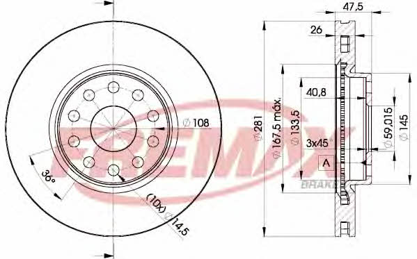 Fremax BD-4639 Front brake disc ventilated BD4639