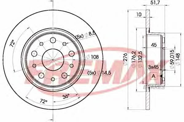Fremax BD-4646 Rear brake disc, non-ventilated BD4646