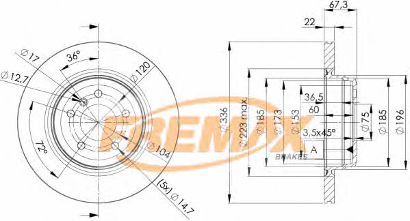 Fremax BD-4655 Rear brake disc, non-ventilated BD4655
