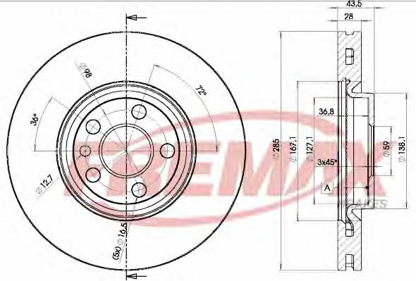 Fremax BD-4678 Front brake disc ventilated BD4678