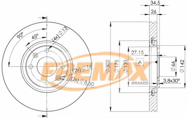 Fremax BD-4698 Front brake disc ventilated BD4698
