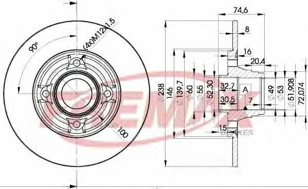Fremax BD-5006 Rear brake disc, non-ventilated BD5006