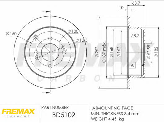 Fremax BD-5102 Rear brake disc, non-ventilated BD5102