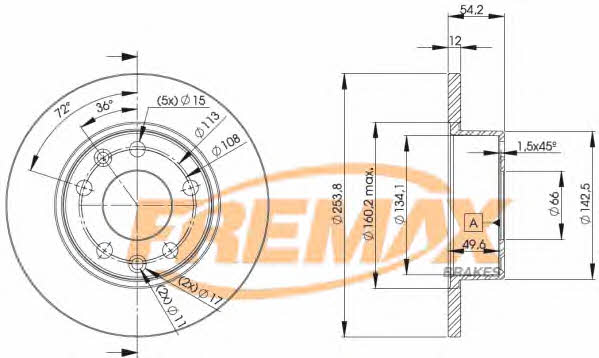 Fremax BD-5165 Rear brake disc, non-ventilated BD5165