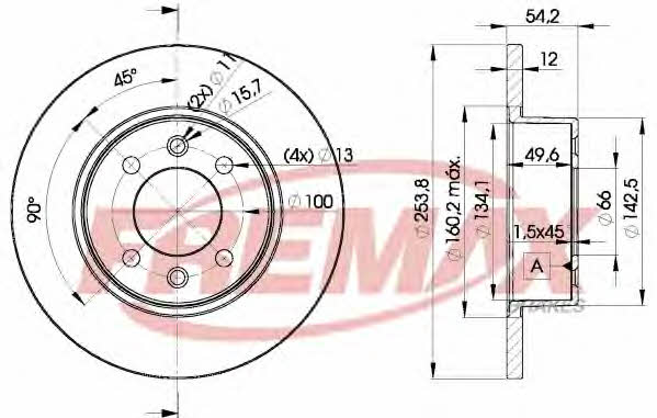 Fremax BD-5166 Rear brake disc, non-ventilated BD5166