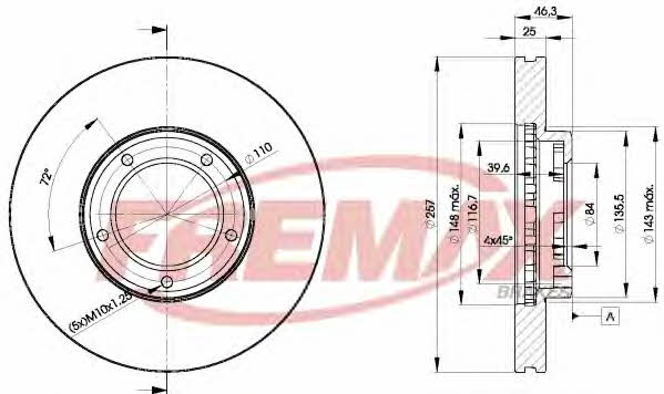 Fremax BD-5180 Front brake disc ventilated BD5180