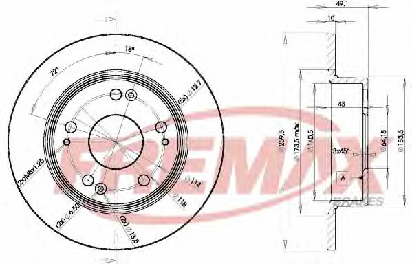 Fremax BD-5252 Rear brake disc, non-ventilated BD5252