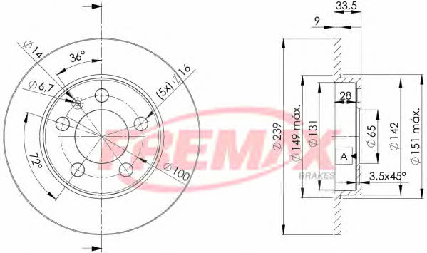 Fremax BD-5311 Rear brake disc, non-ventilated BD5311